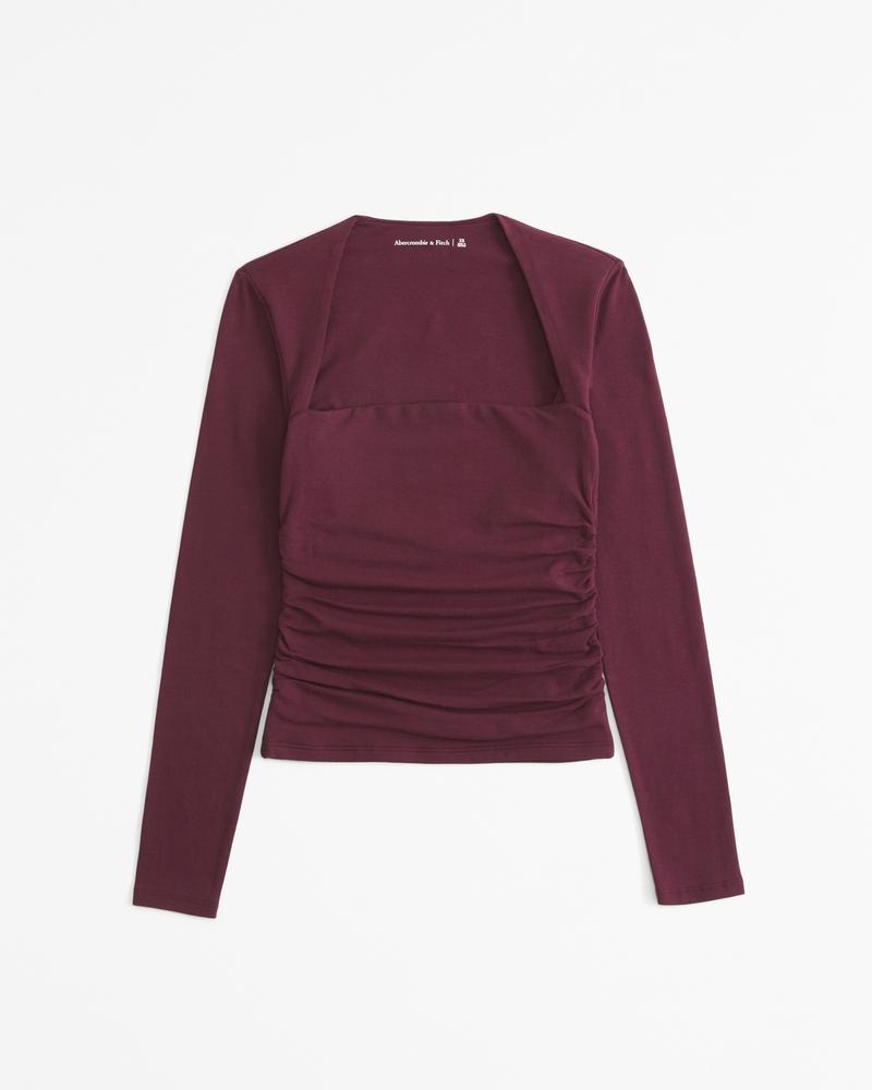 The A&F Ava Long-Sleeve Mesh Top Product Image