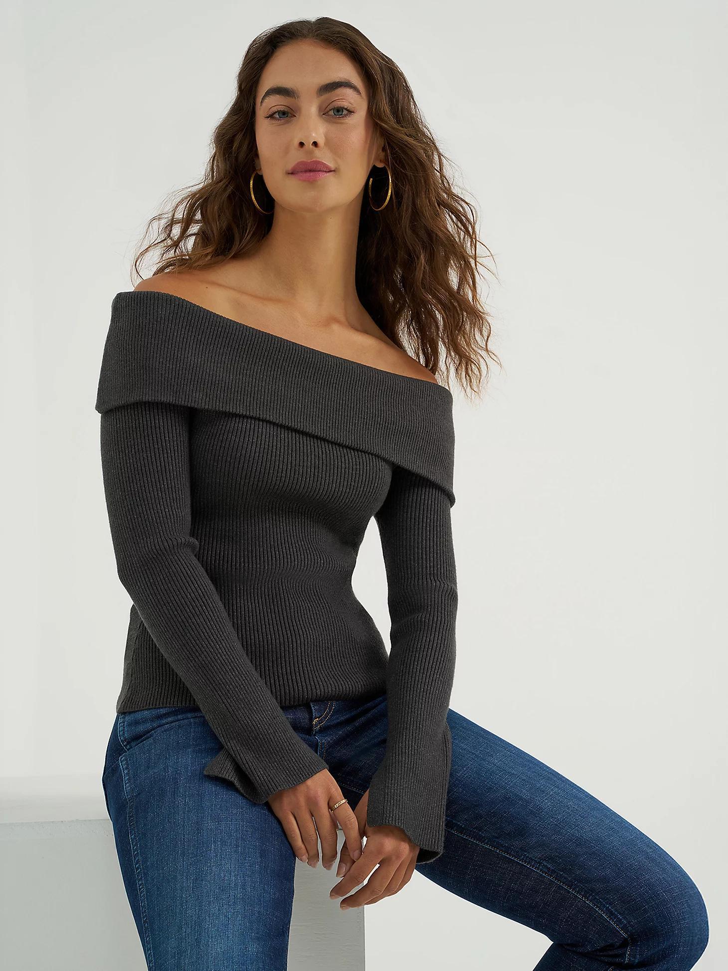 Women's Off The Shoulder Ribbed Sweater | Women's Tops & Tees | Lee® Product Image