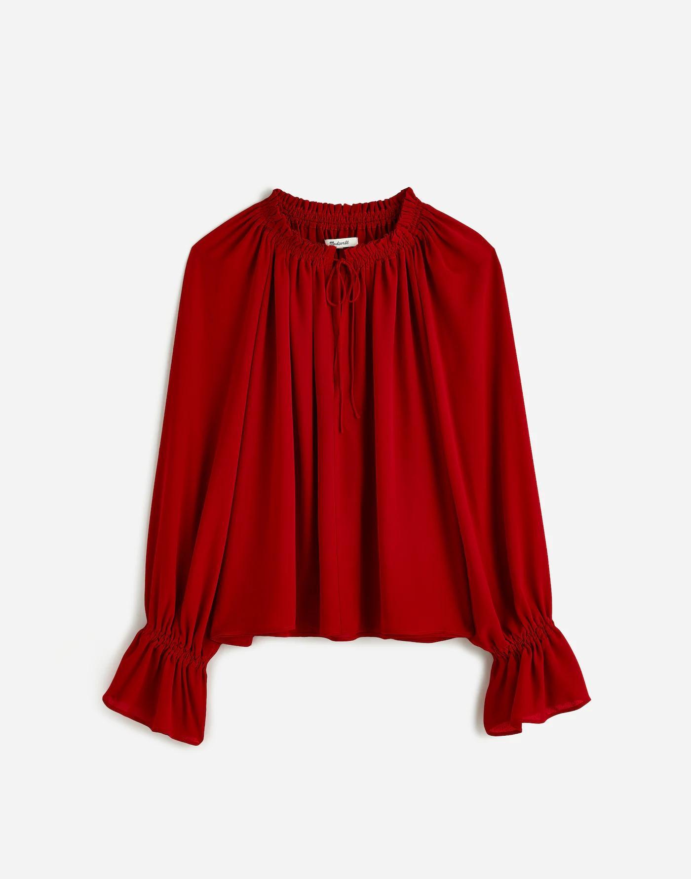 Long-Sleeve Tie-Neck Top Product Image