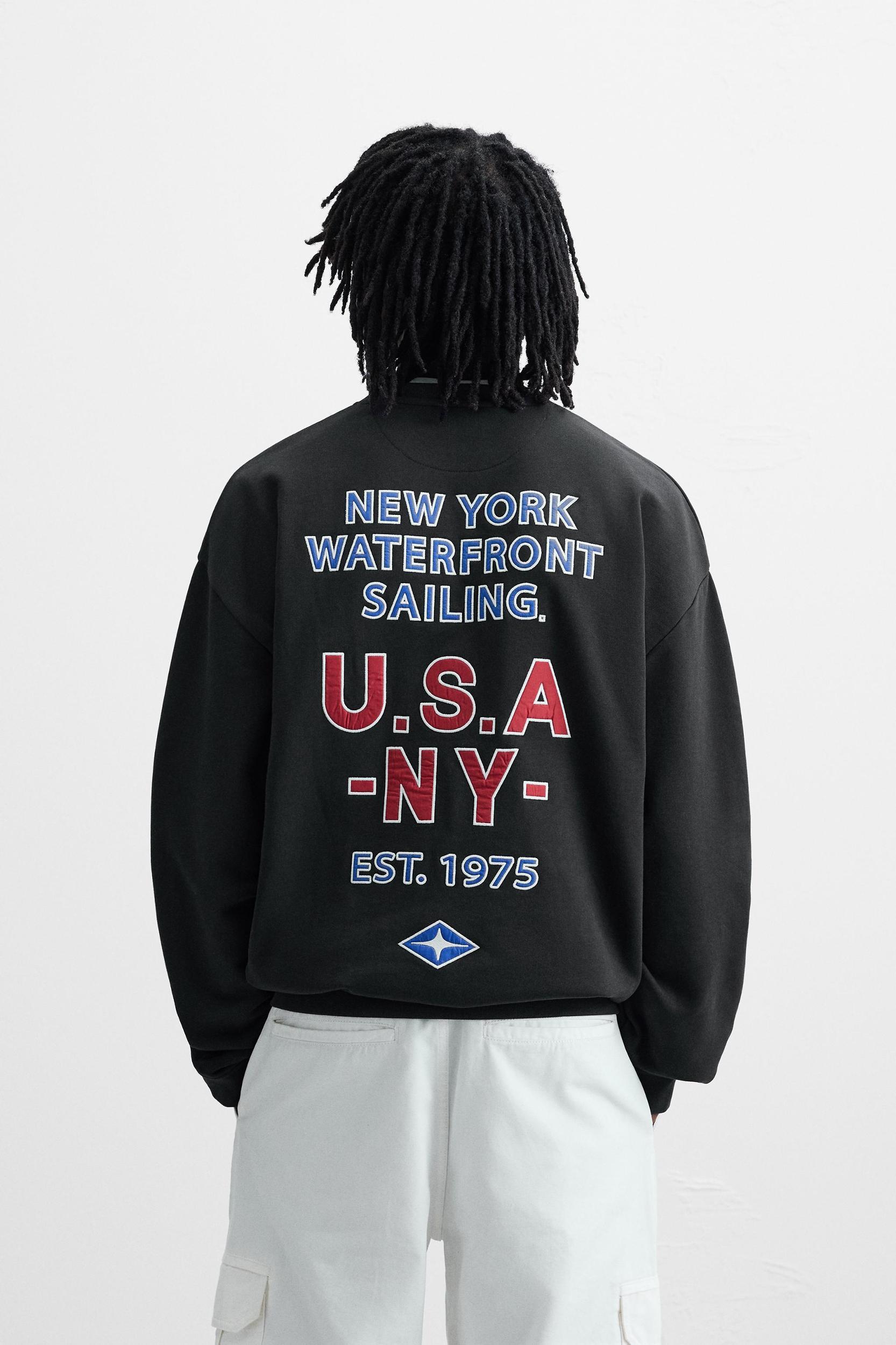 NAUTICAL EMBROIDERED TEXT SWEATSHIRT Product Image