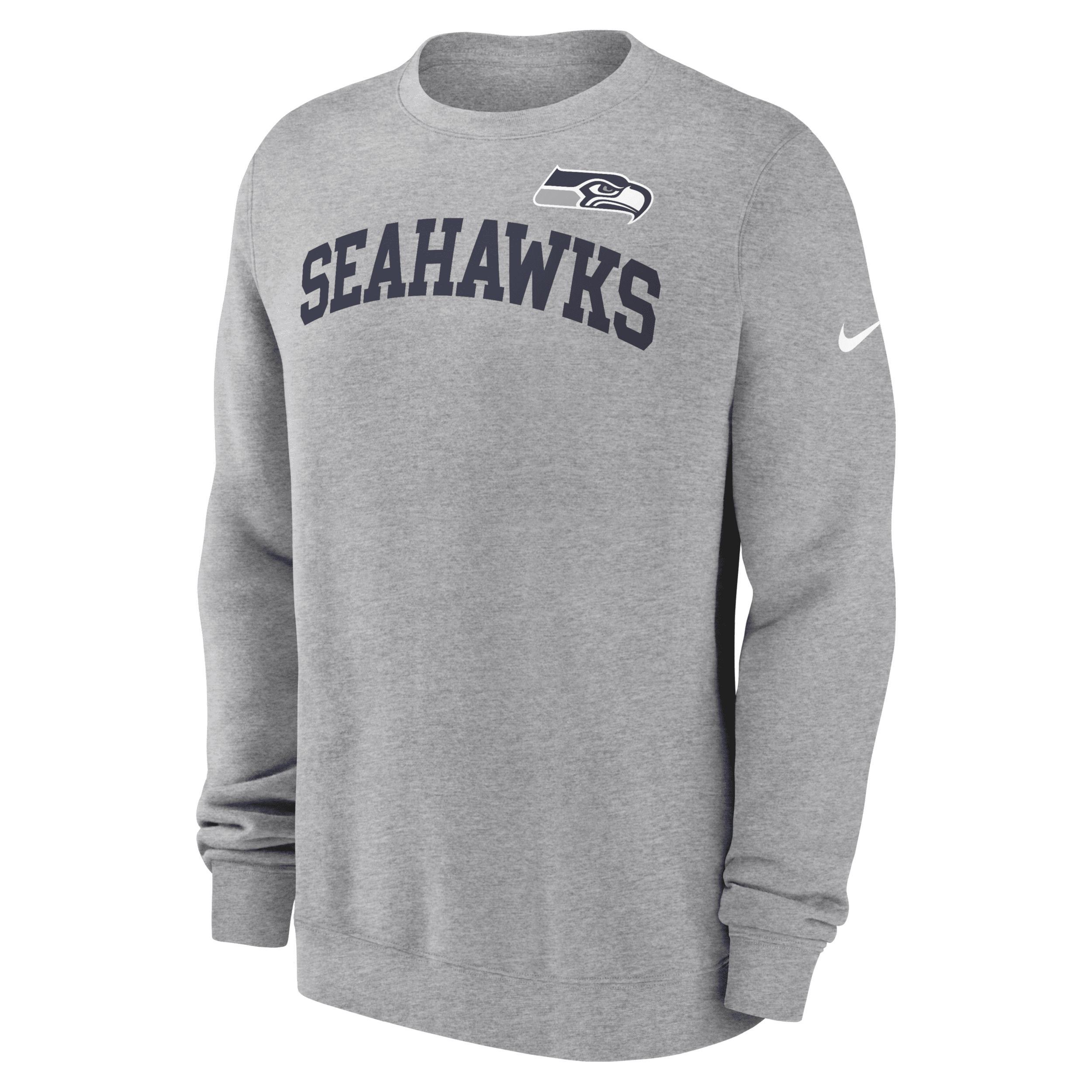 Men's Nike Heather Gray Seattle Seahawks Club Pullover Sweatshirt, Size: 3XL, Grey Product Image