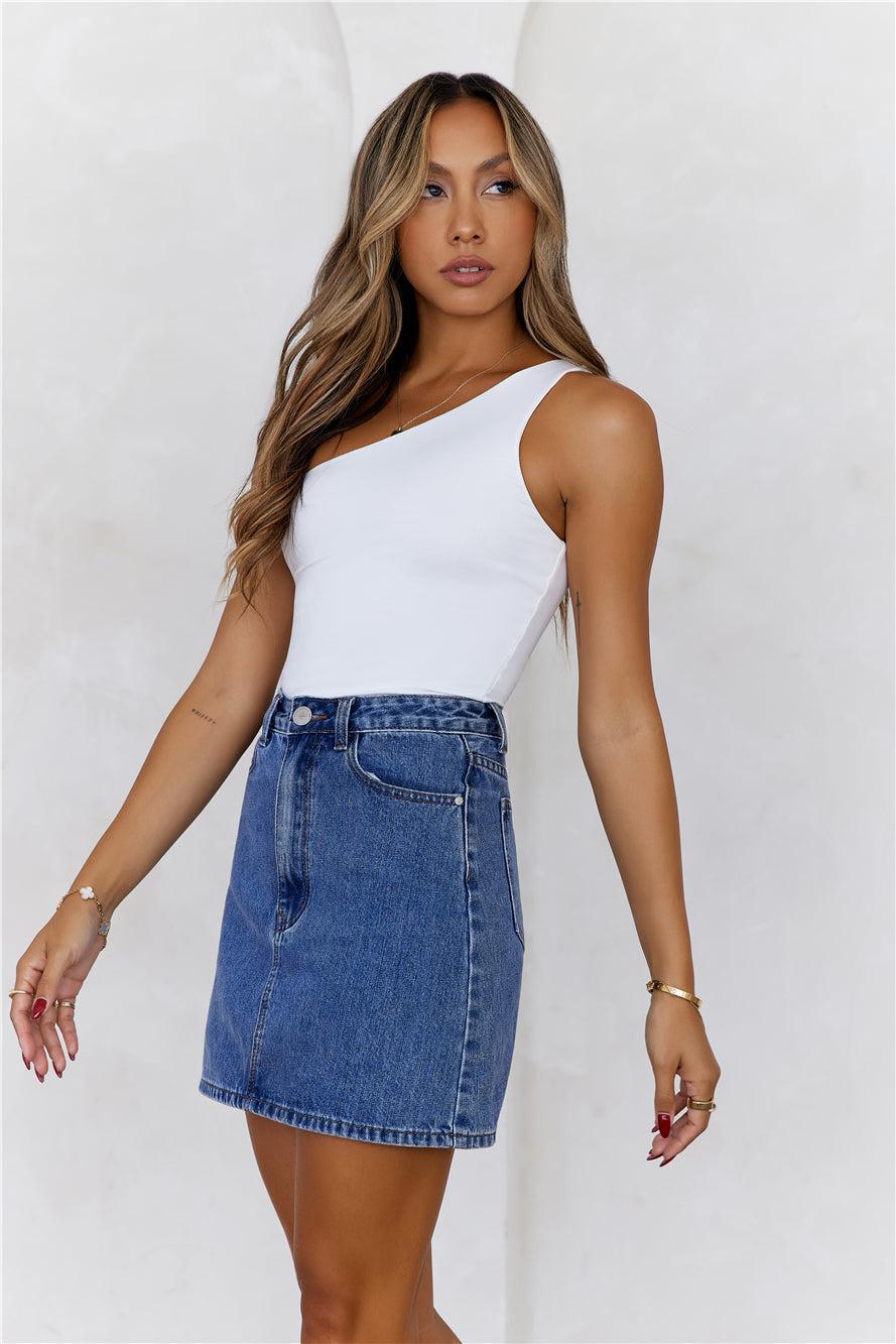 BASE  Best Side One Shoulder Tank Top White Product Image