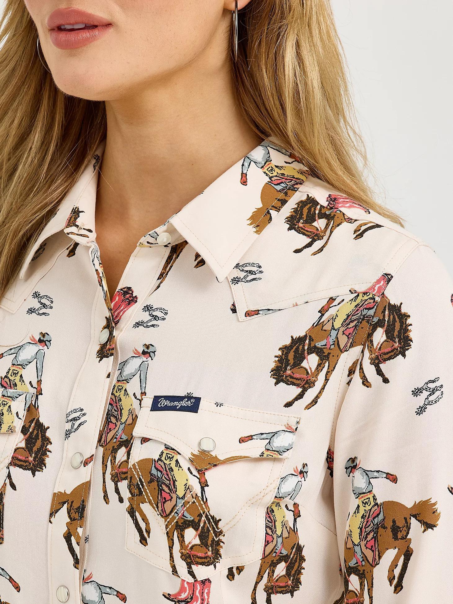 Women's Wrangler Bold Bucking Cowboy Western Snap Shirt | Women's TOPS | Wrangler® Product Image