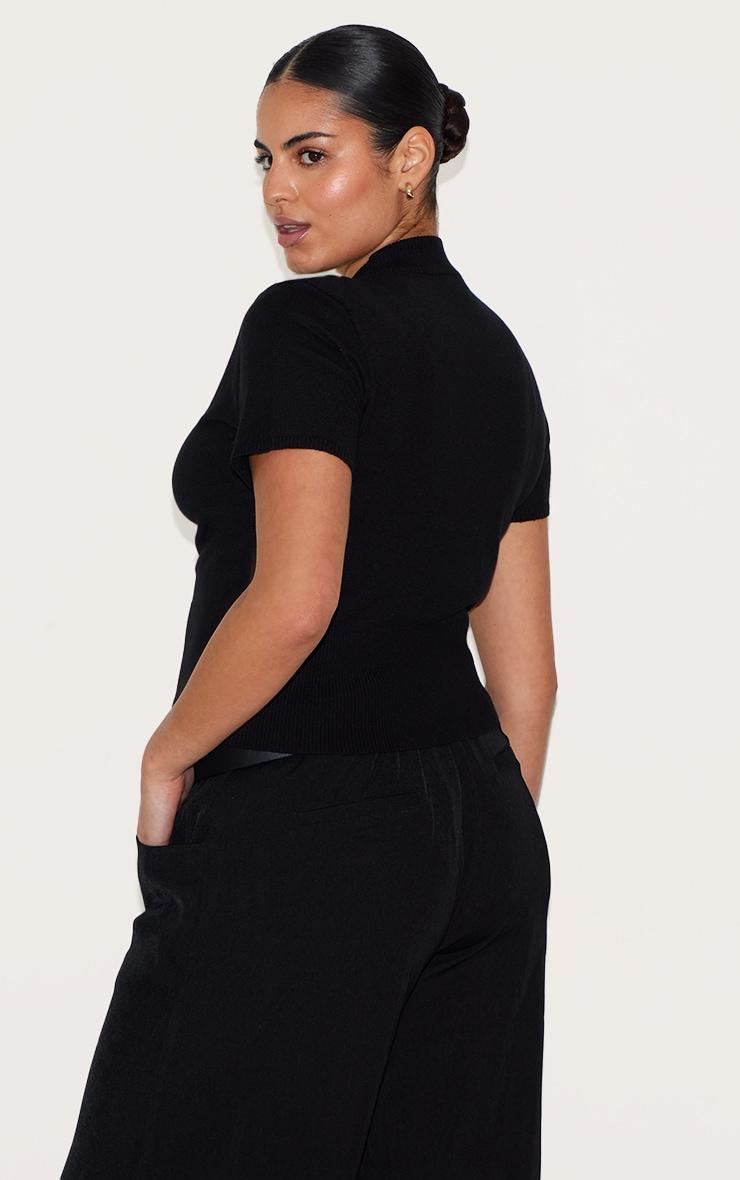 Plus Black Basic Knit T Shirt Product Image