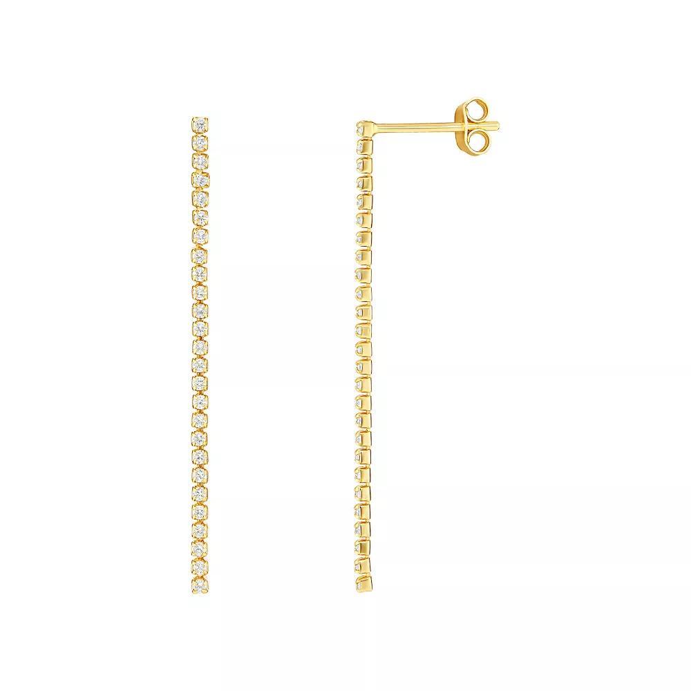 PRIMROSE 18k Gold Over Silver Cubic Zirconia Tennis Drop Earrings, Women's, Yellow Gold Tone Clear Product Image