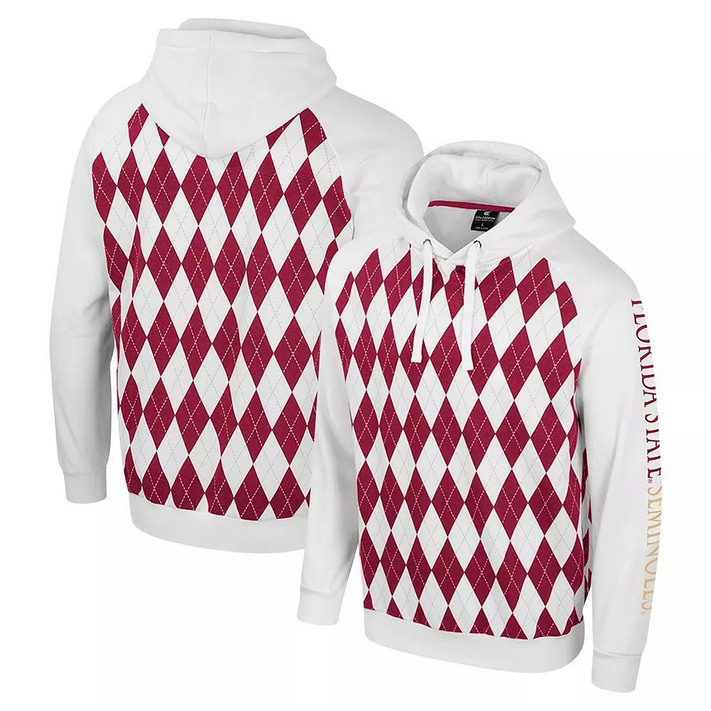 Men's Colosseum White Wisconsin Badgers The Dealio Raglan Pullover Hoodie, Size: 2XL Product Image
