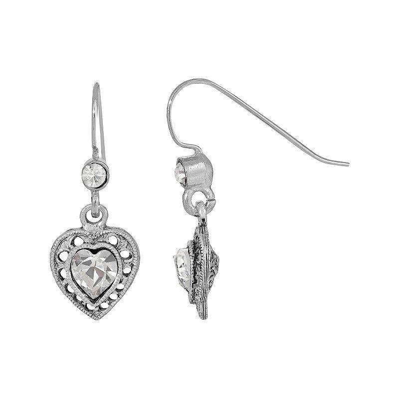 1928 Gold Tone Heart Drop Earrings, Womens, Green Product Image
