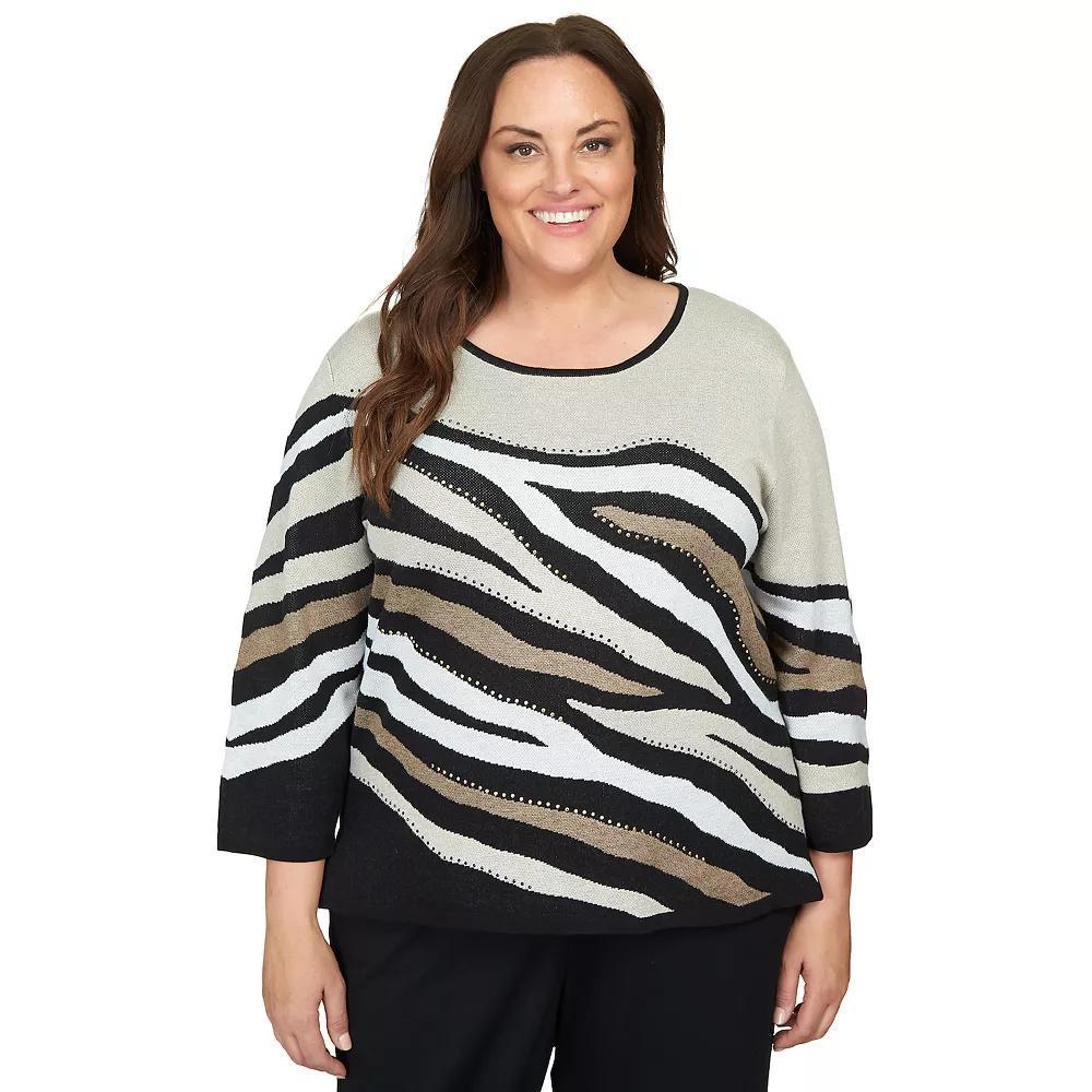 Plus Size Alfred Dunner Animal Jacquard Beaded Top, Women's, Size: 1XL Product Image