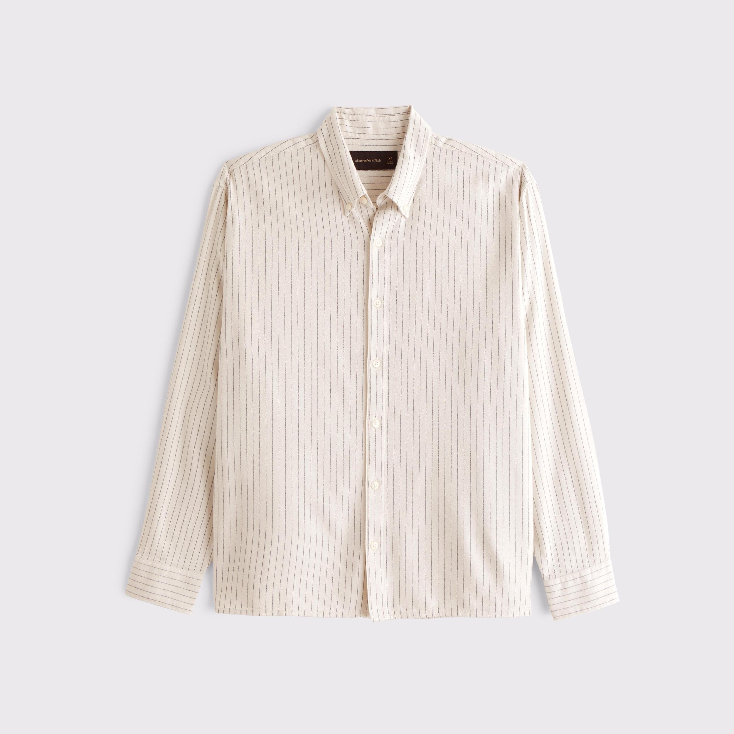 Long-Sleeve Crepe Button-Up Shirt Product Image