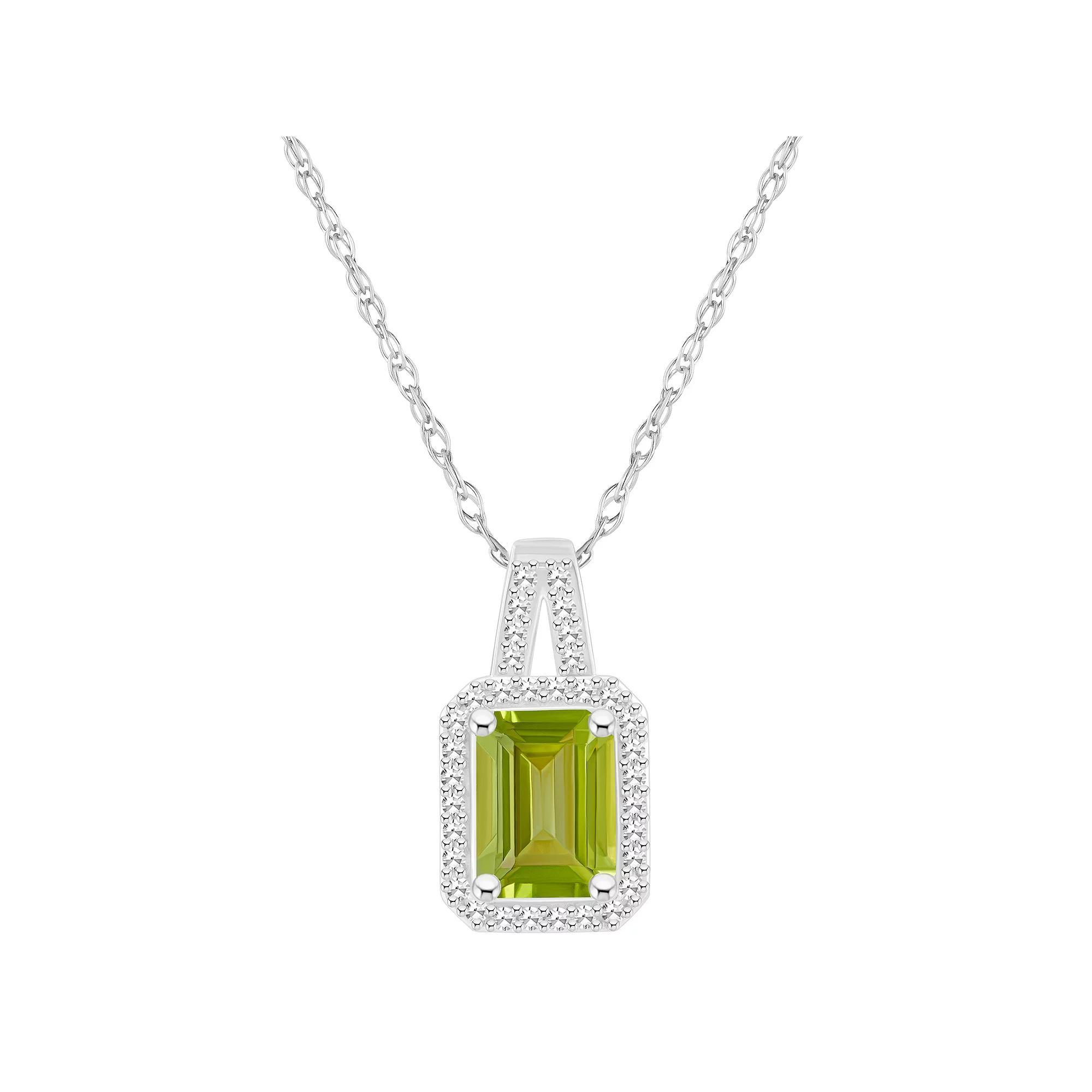 Celebration Gems Sterling Silver Gemstone & 1/6 Carat T.W. Diamond Halo Pendant Necklace, Women's, Size: 18", Citrine Product Image