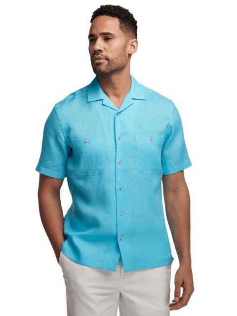 Linen Solid Casual Shirt - Aqua Product Image