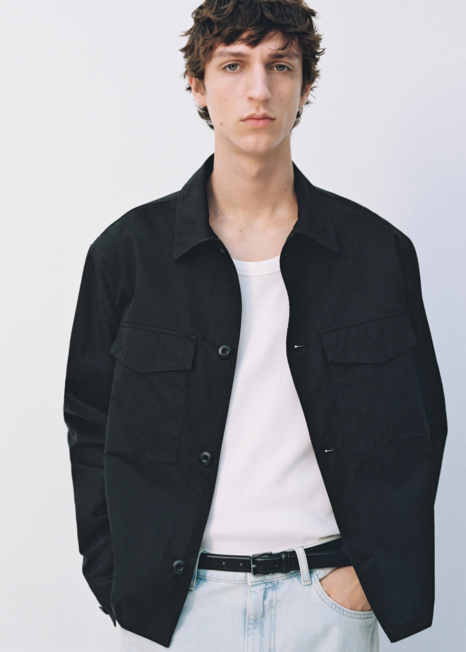 Relaxed-fit cotton overshirt - Men | MANGO USA Product Image