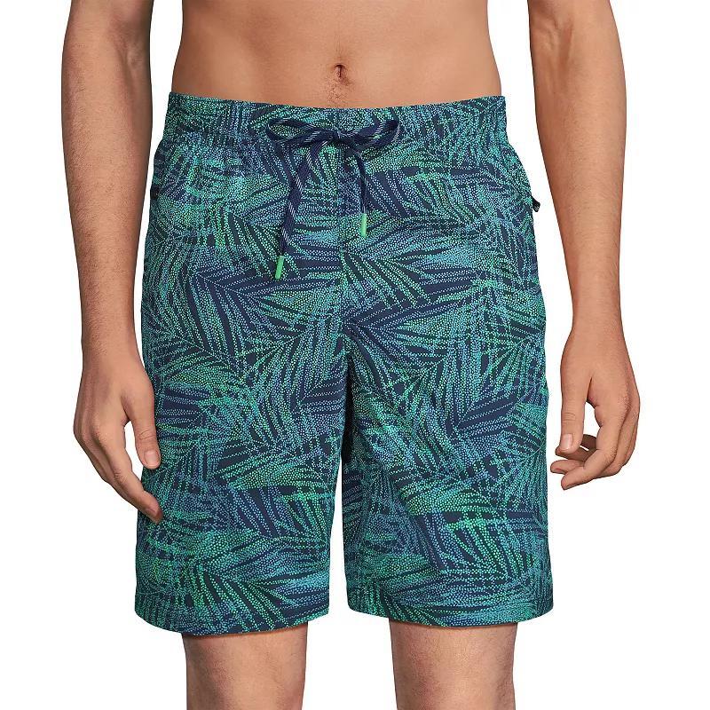 Mens Lands End 9 Swim Trunks Lime Green Colorblock Product Image