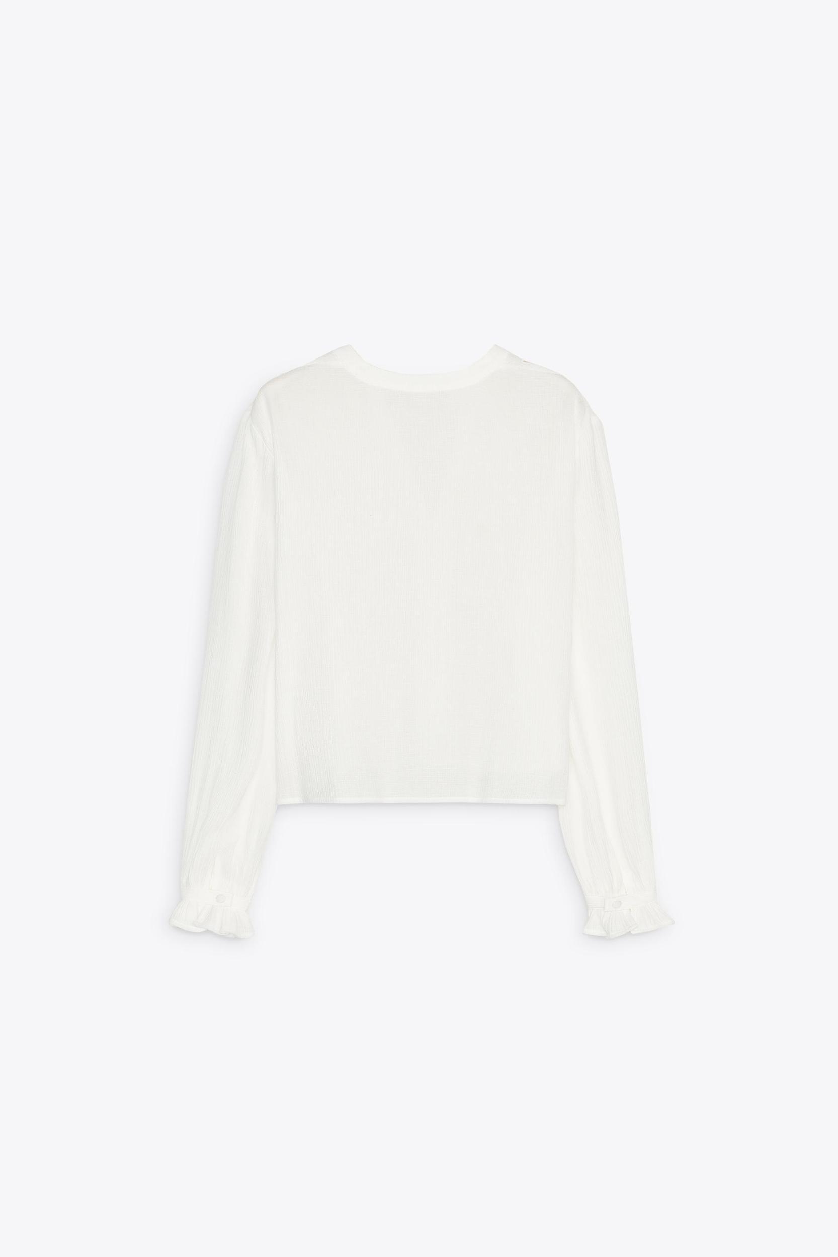 EMBROIDERED EYELET CROPPED BLOUSE Product Image