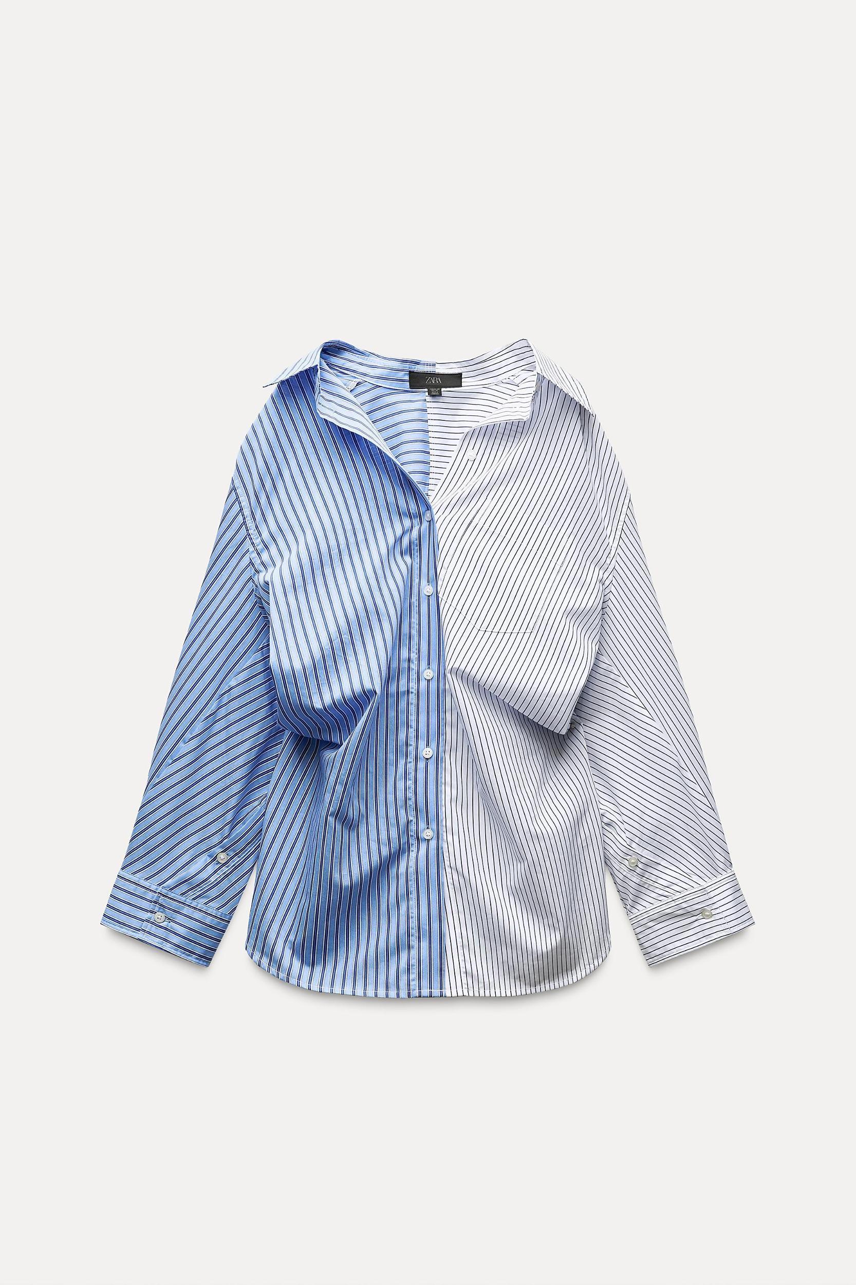 COMBINED STRIPE OVERSIZED POPLIN SHIRT Product Image