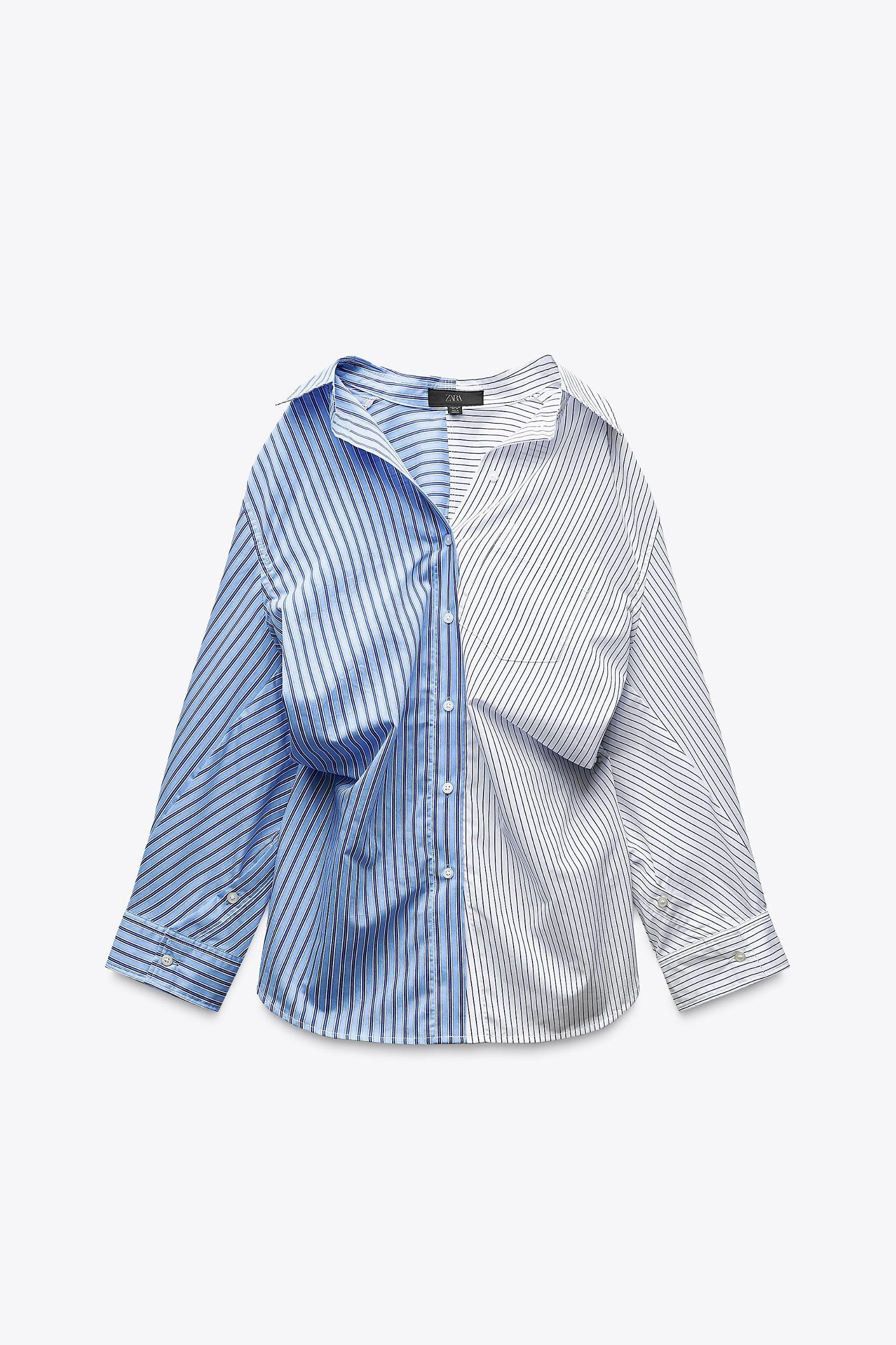 COMBINED STRIPE OVERSIZED POPLIN SHIRT Product Image