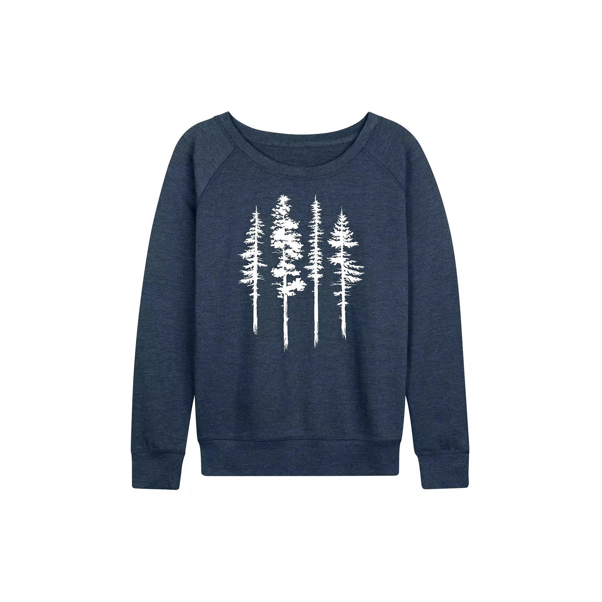 Womens Abstract Trees French Terry Long Sleeve Tee Grey Indigo Product Image