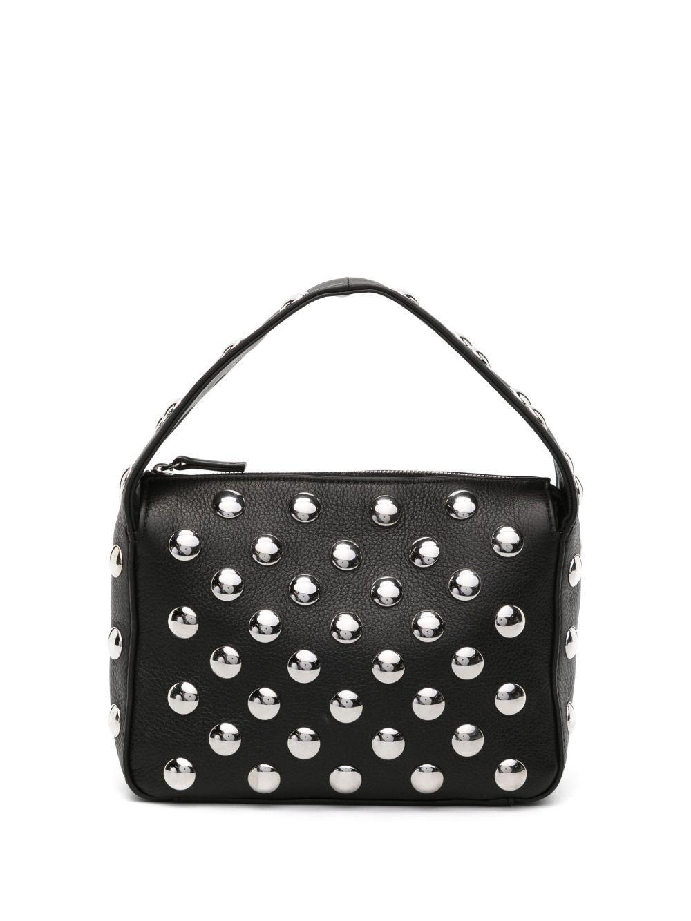 KHAITE Elena Small Studded Textured-leather Shoulder Bag In Black Product Image