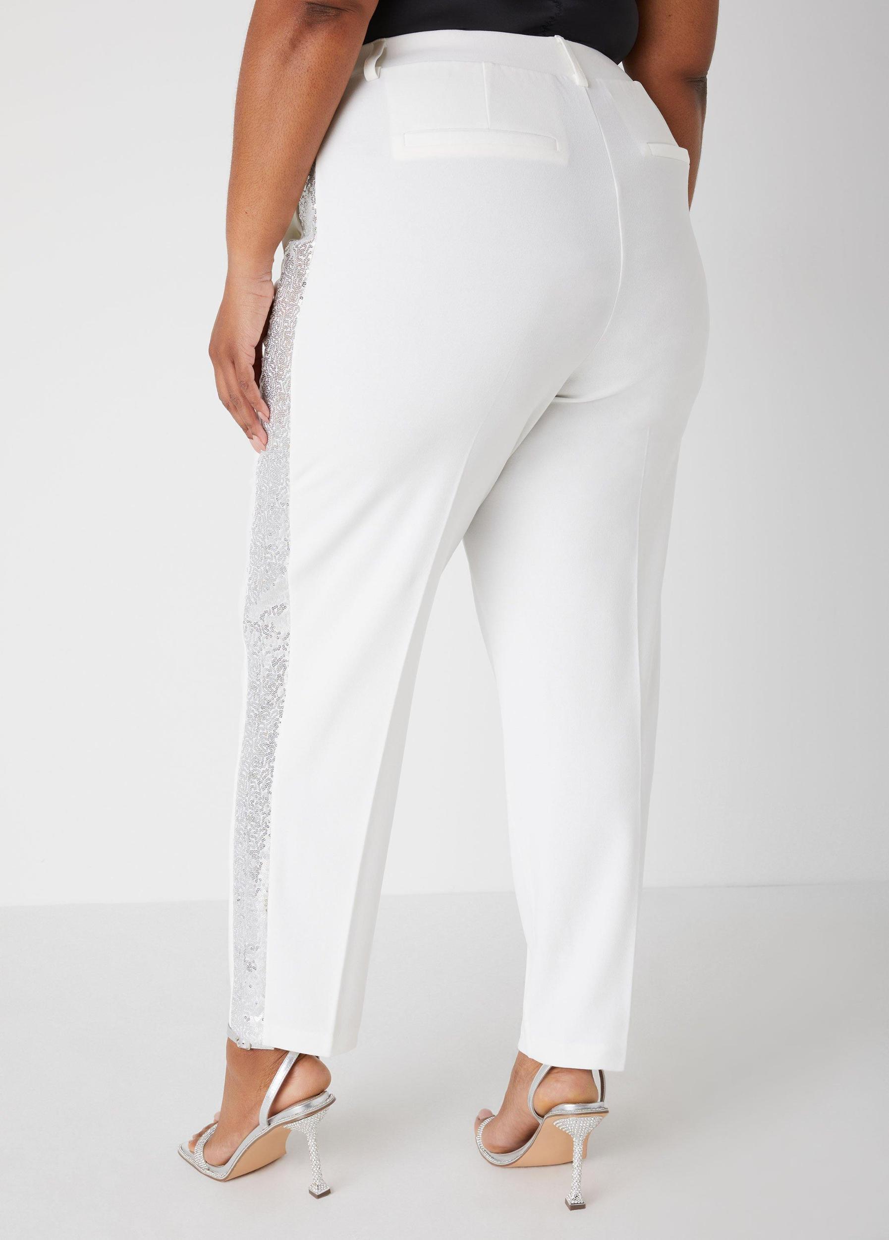 Plus Size Sequined Tapered Pants Ashley Stewart Product Image