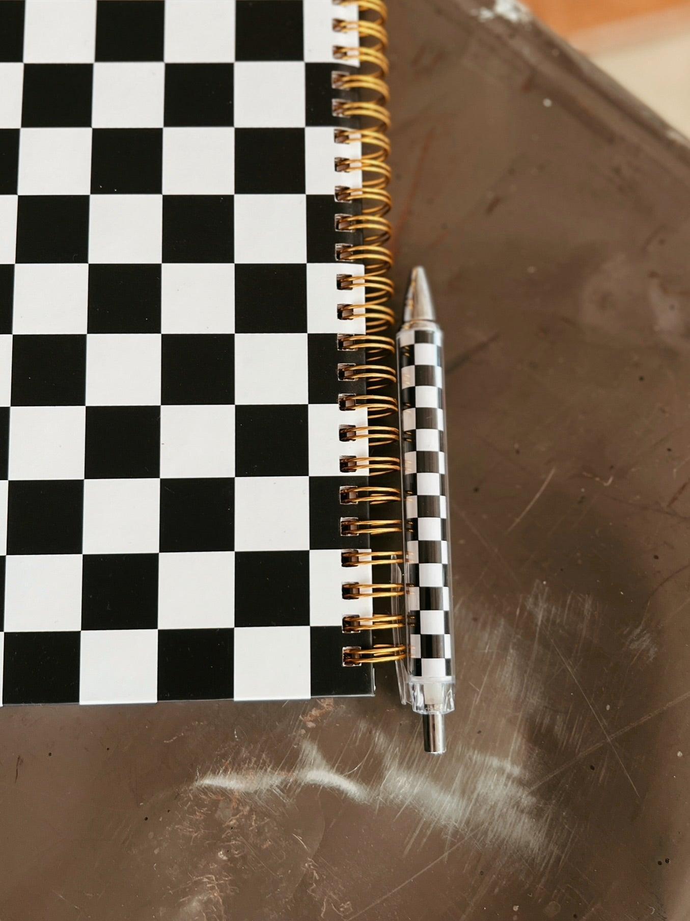 Black & White Checkered Pen Product Image