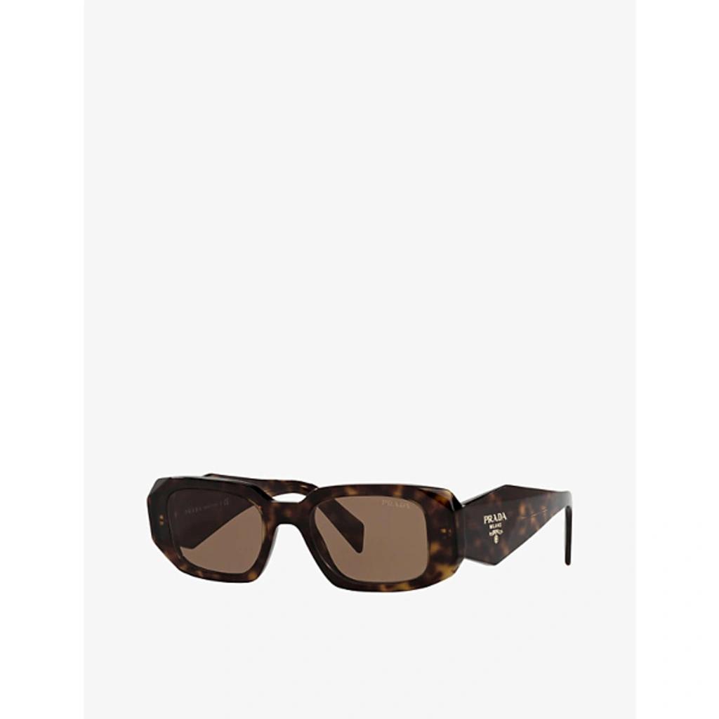PRADA Womens Brown Pr 17ws Rectangular-frame Tortoiseshell Sunglasses Product Image