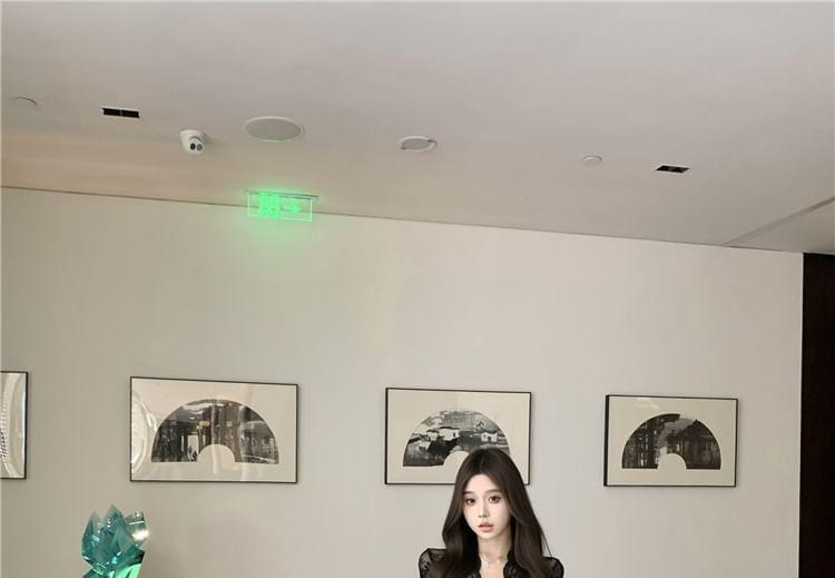 V-Neck Bodycon Midi Dress / Mini Dress with Sash Product Image