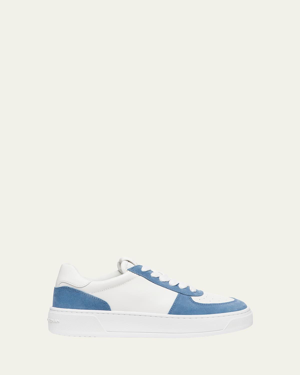 Mixed Leather Courtside Low-Top Sneakers Product Image