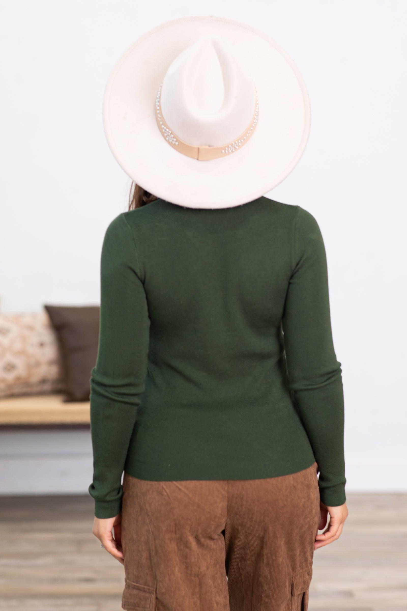 Hunter Green Ribbed Mock Neck Sweater Product Image