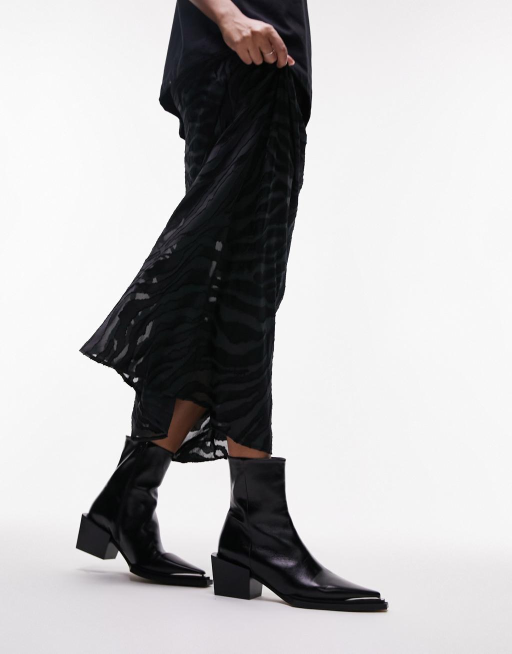 Topshop Riley leather western boot Product Image