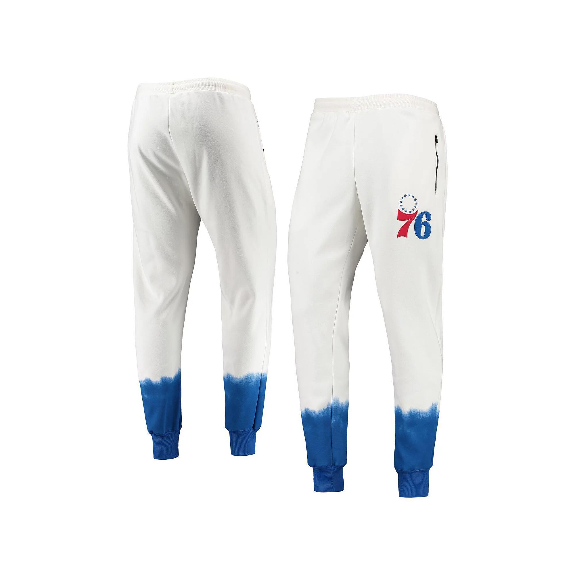 Men's Oatmeal Philadelphia 76ers Double Dribble Tie-Dye Fleece Jogger Pants, Size: Medium, 76r Team Product Image