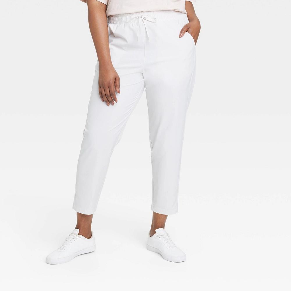 Women's Stretch Woven High-Rise Taper Pants - All In Motion™ Light Beige 3X Product Image