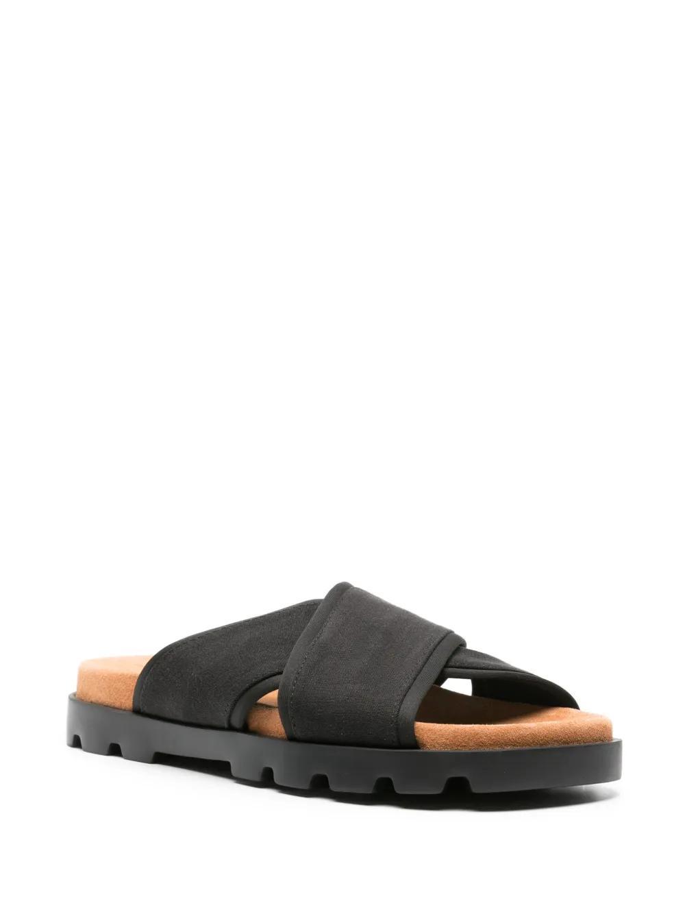 CAMPER Brutus Cross-strap Suede Slides In Black Product Image