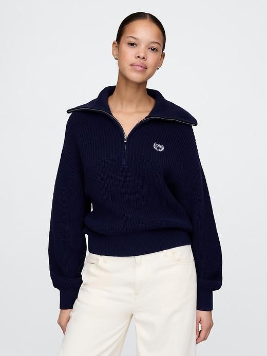 100% Cotton Half-Zip Pullover Sweater Product Image