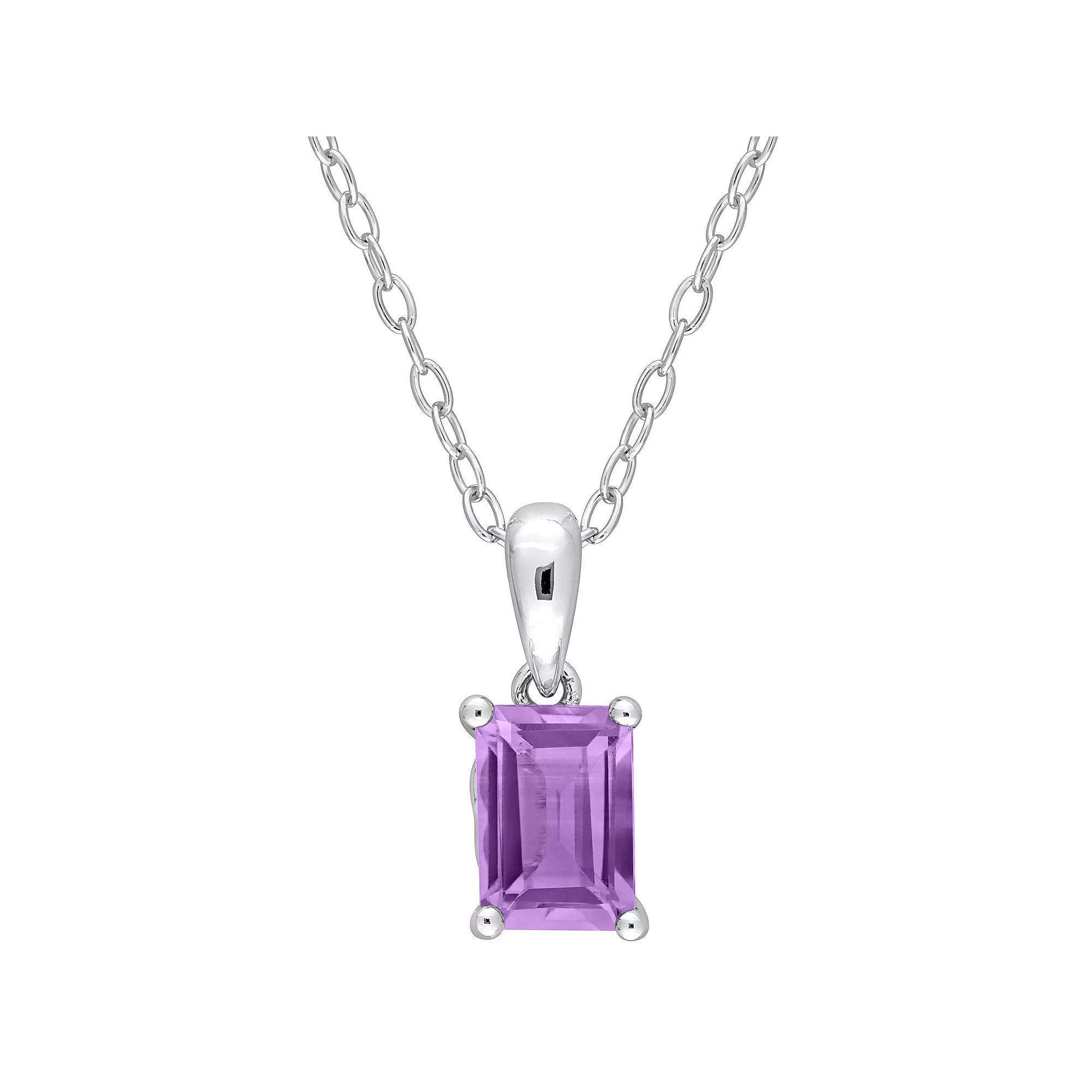 Stella Grace Sterling Silver & Gemstone Stud Pendant Necklace, Womens Purple Product Image