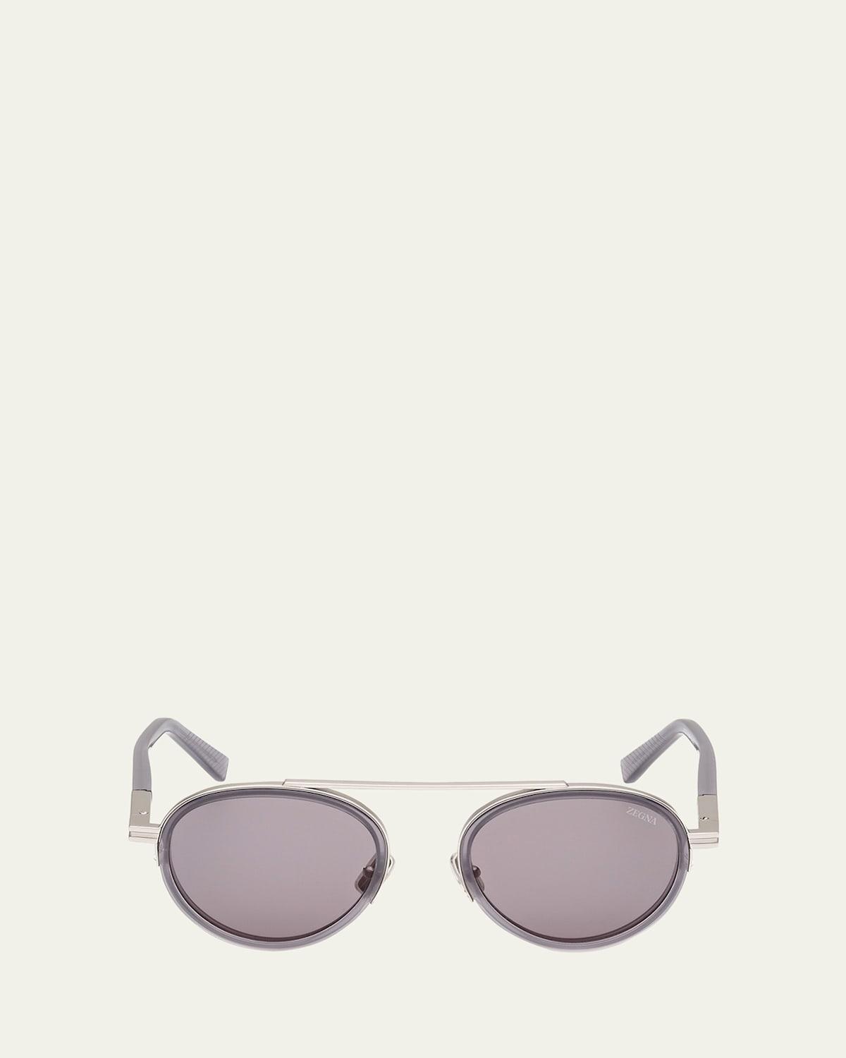 Mens ORIZZONTE II Metal-Acetate Round Sunglasses Product Image