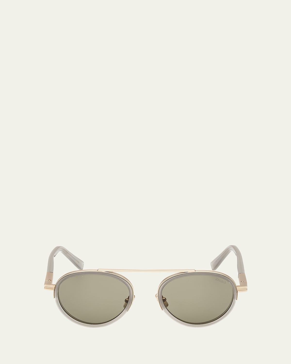 Mens ORIZZONTE II Metal-Acetate Round Sunglasses Product Image