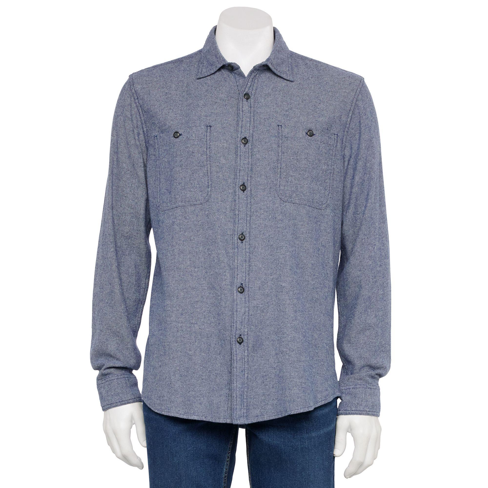 Men's Sonoma Goods For Life® Supersoft Flannel Button-Down Shirt, Size: Medium, Blue Escape Product Image