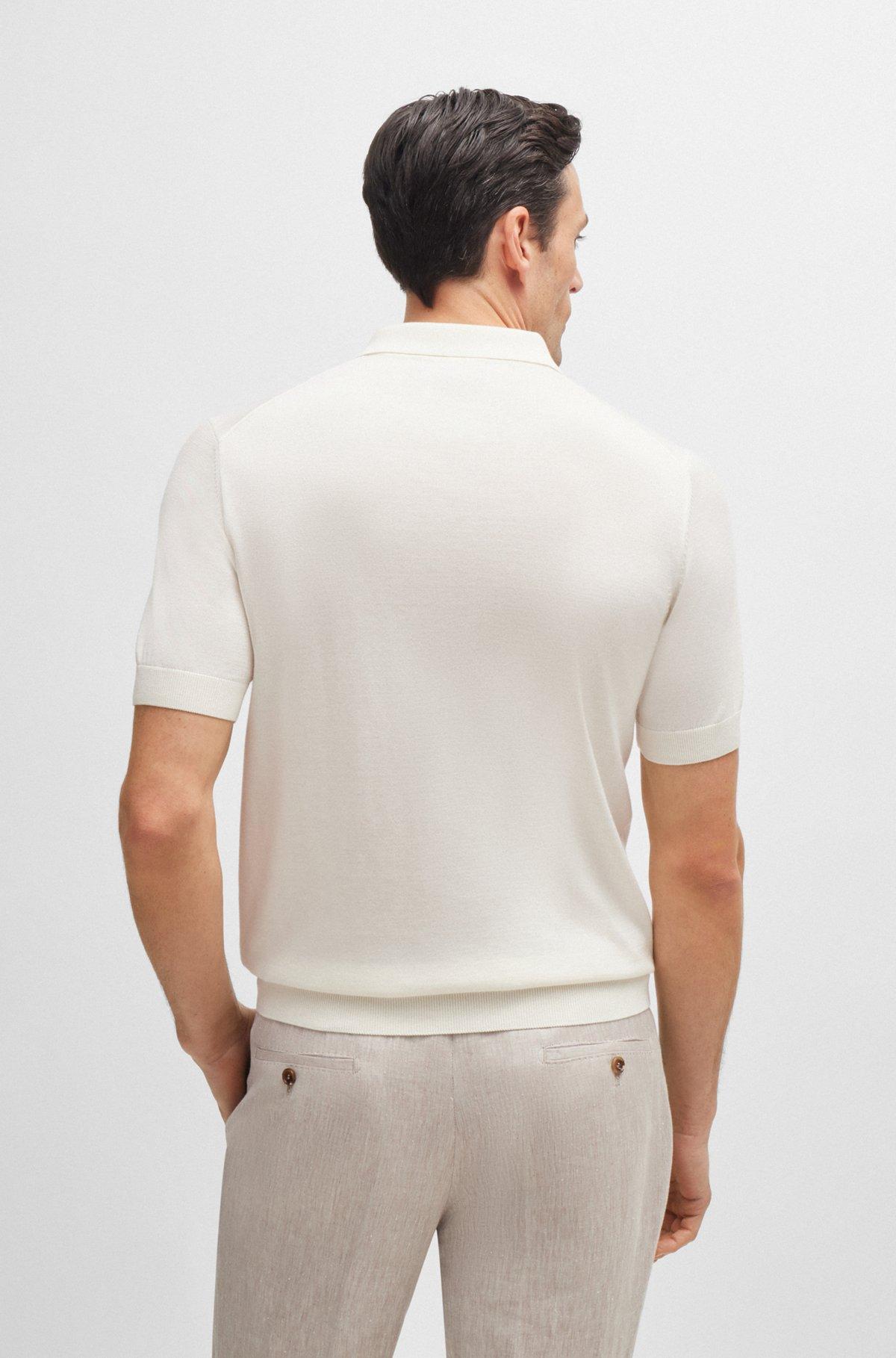 Polo-collar regular-fit sweater in silk and cotton Product Image