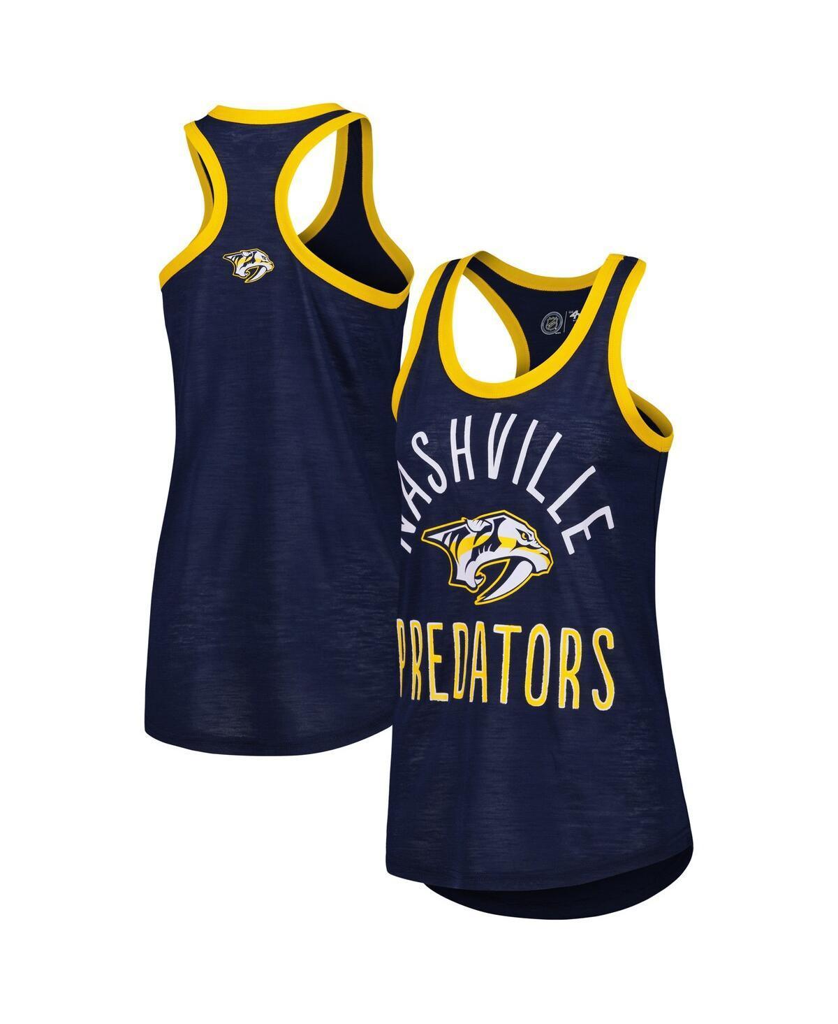 Women's G-III 4Her by Carl Banks Navy Nashville Predators First Base Racerback Scoop Neck Tank Top, Size: Large, Pdt Blue Product Image
