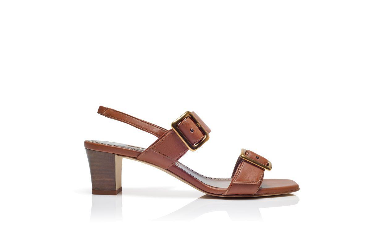 THALITSLI Brown Nappa Leather Slingback Sandals Product Image