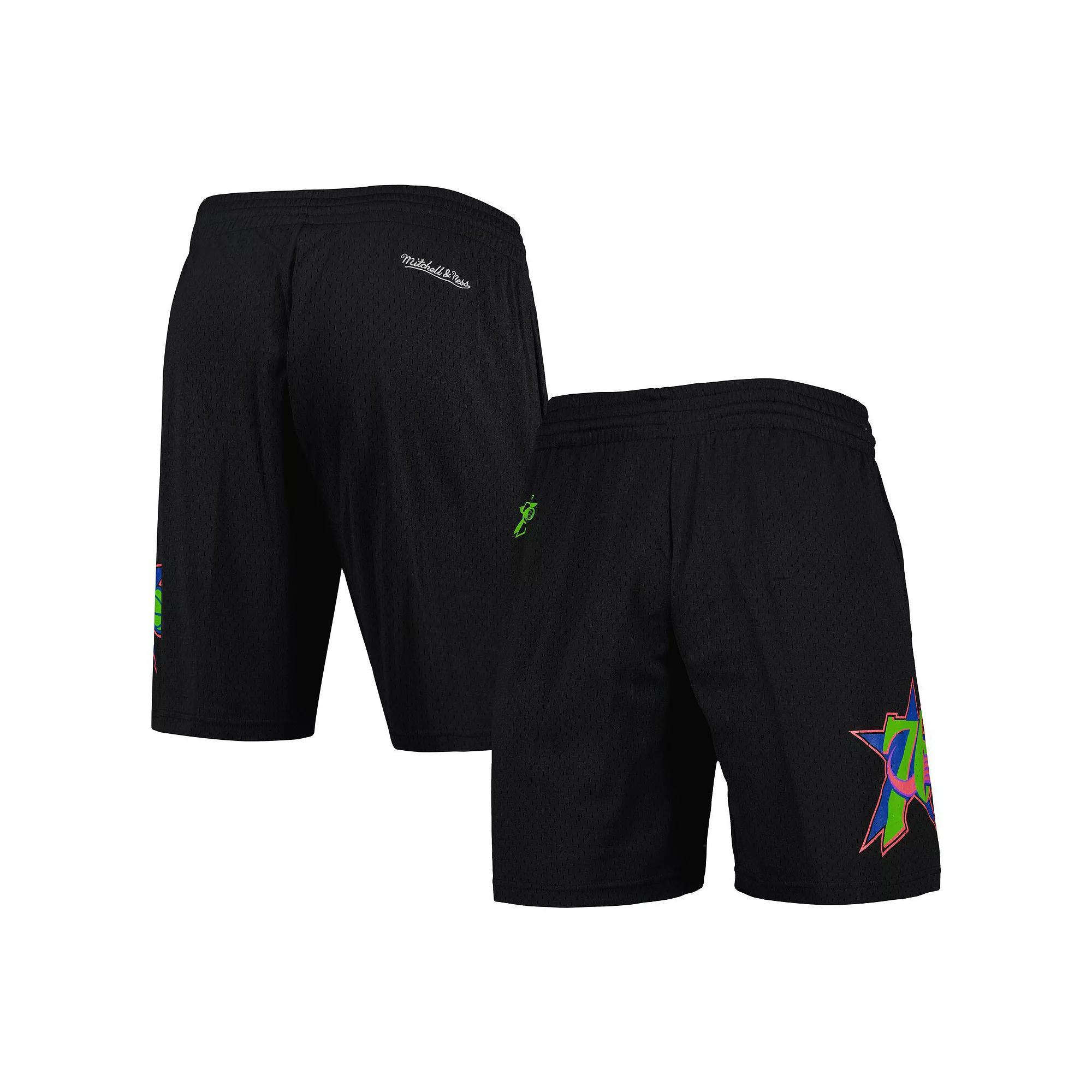 Men's Mitchell & Ness Black Philadelphia 76ers Hardwood Classics Color Bomb Energy Shorts, Size: Medium, 76r Black Product Image
