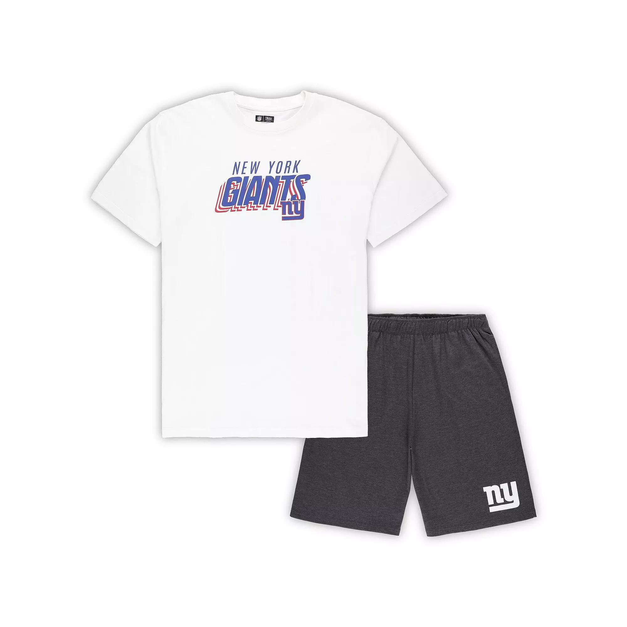 Men's Concepts Sport White/Charcoal New York Giants Big & Tall T-Shirt and Shorts Set, Size: 3XLT Product Image