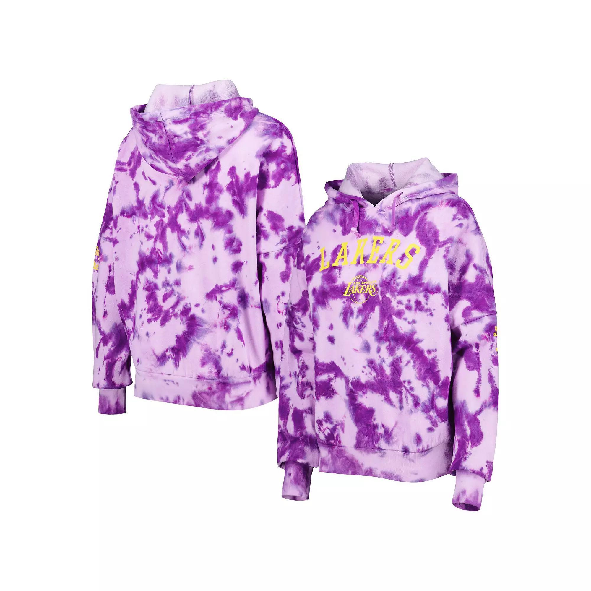 Women's New Era Purple Los Angeles Lakers Brushed Cotton Tie-Dye Pullover Hoodie, Size: Small Product Image