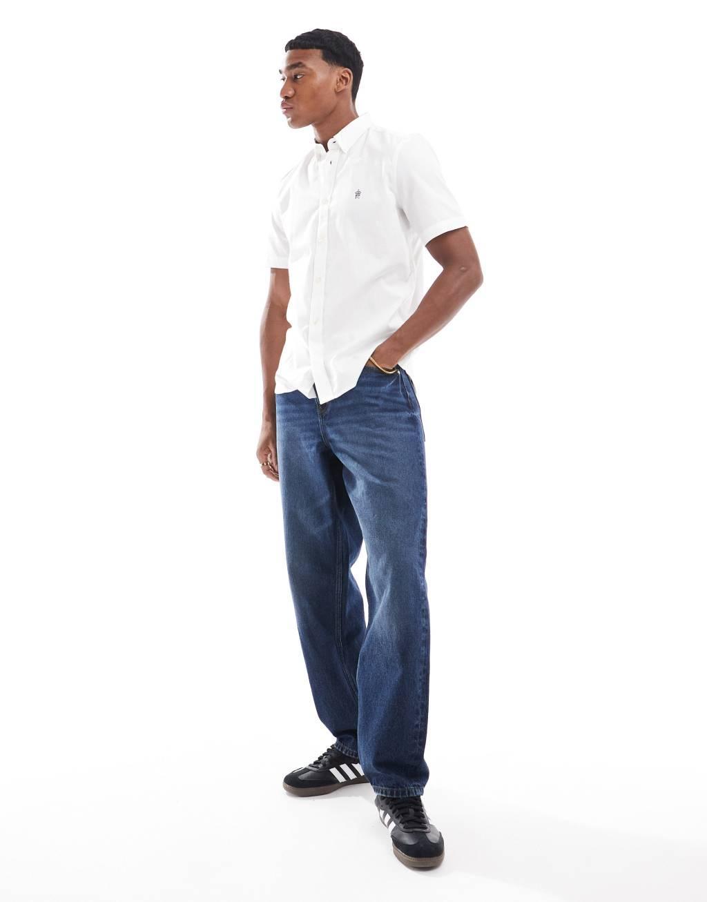 French Connection short sleeve oxford shirt in white Product Image