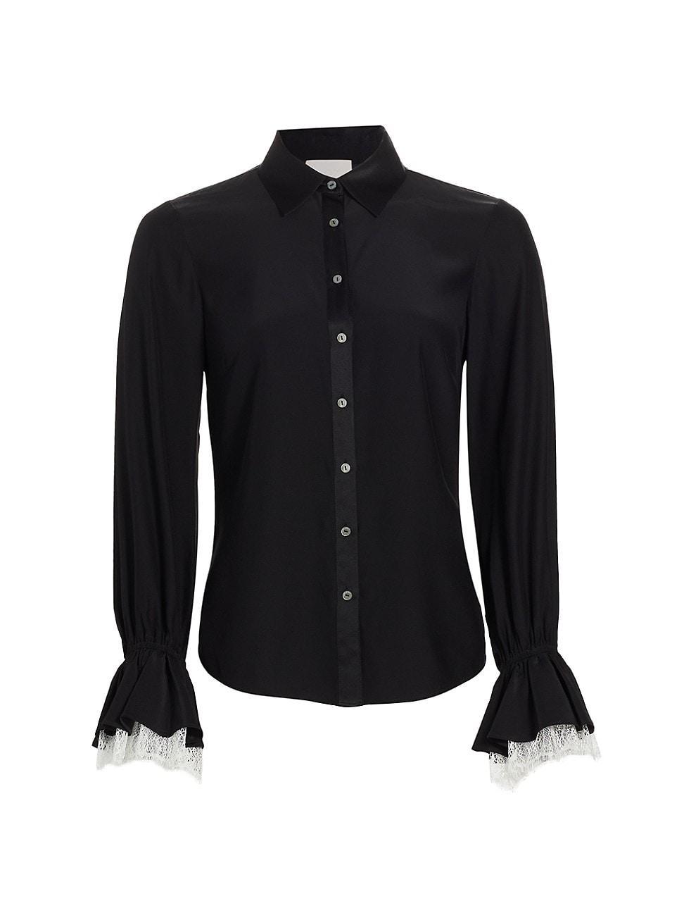 Womens Roxie Long Sleeve Silk & Lace Blouse Product Image