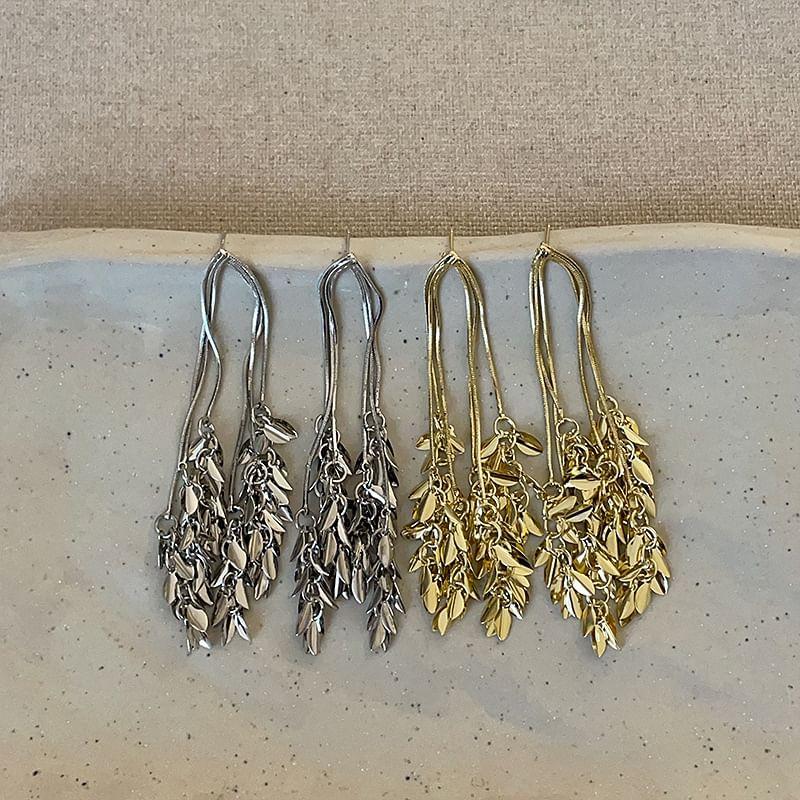 925 Sterling Silver Leaf Dangle Earring Product Image