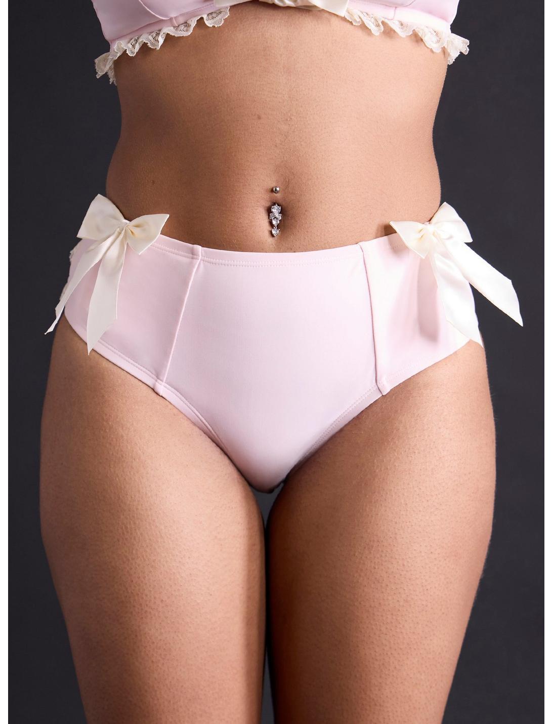 Pink & Cream Ruffle Bow Swim Bottoms Product Image