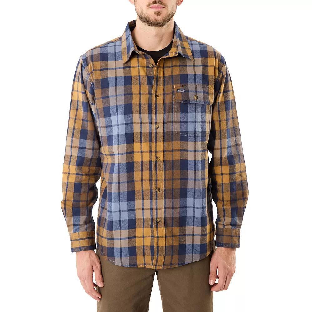 Men's Smith's Workwear Buffalo Plaid Flannel Button-Down Shirt, Size: XXL, Blue Brown Product Image