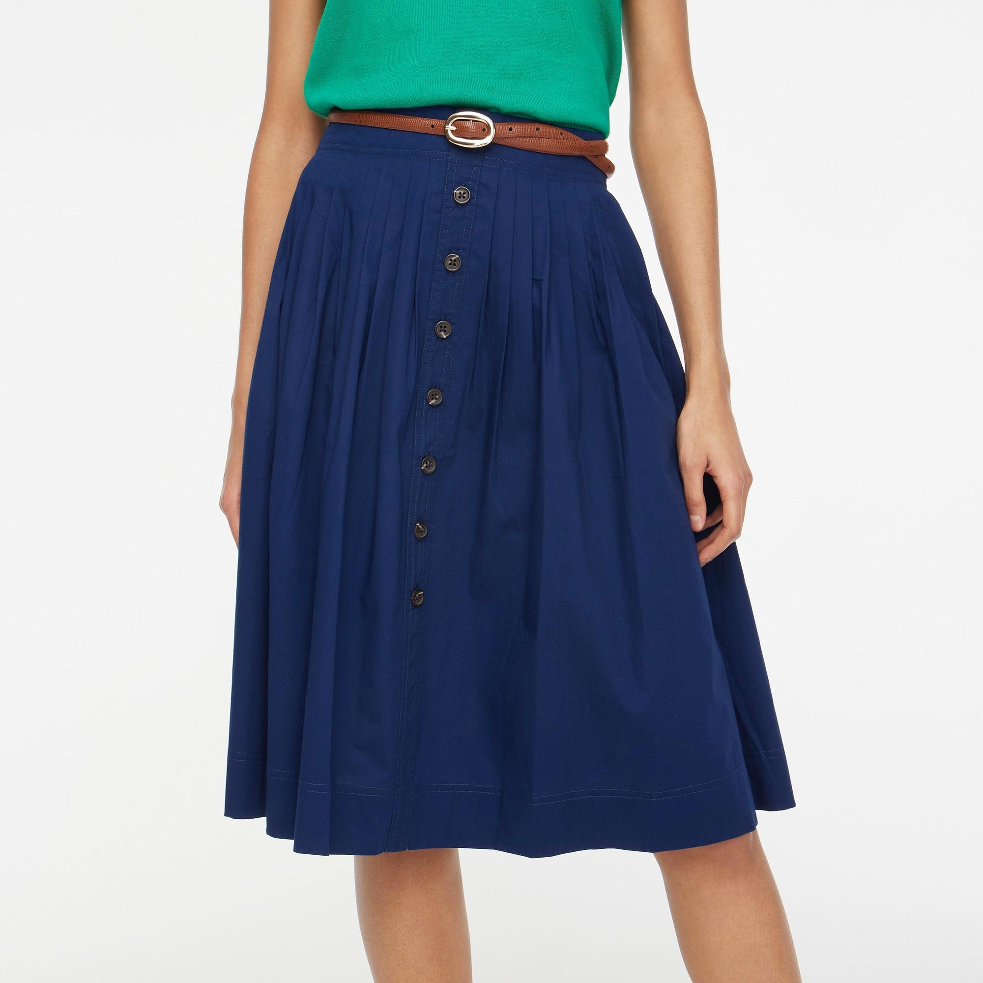 Pleated button-front midi skirt Product Image