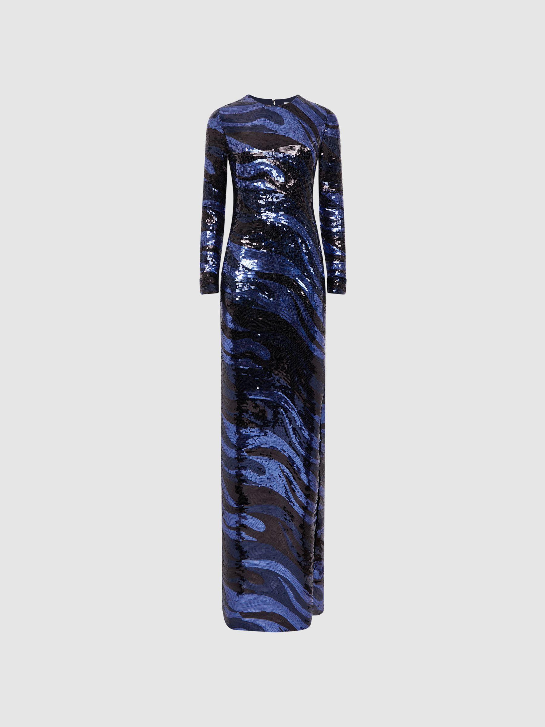 Halston Sequin Maxi Dress in Black Multi Product Image